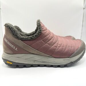Merrell Antora Sneaker Moc Mauve Quilted Fleece Lined Vibram Slip On Shoes